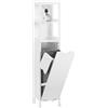 SoBuy Mobile Bagno Salvaspazio con Portabiancheria Colonna Bagno 145cm con Ripiani Aperti e Cesto Estraibile Armadio Alto Bianco BZR123-W