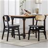 chairus Set di 2 Sedie Cucina in Legno Sedie da Pranzo in Ecopelle Sedia Imbottite con Schienale in Rattan Sedie da Salotto per Sala da Pranzo/Soggiorno/Camera da Letto, Nero