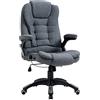 Vinsetto Sedia da Ufficio Ergonomica Reclinabile, Altezza Regolabile e Dondolamento, Poltrona Girevole con Ruote, 65x72x110-120cm, Grigio