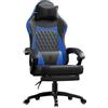 Dowinx Sedia da gioco da corsa, ergonomica, con supporto lombare, in pelle PU, 150 kg, colore: nero/blu
