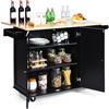 COSTWAY Carrello da Cucina in Legno, Credenza Cucina Salvaspazio con Mensole Regolabili, Armadietto per Microonde con Cassetti, 136 x 76 x 91 cm (Nero)