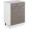 Vicco Mobiletto base per cucina R-Line, Grigio nobile, 60 cm con cassetto, senza piano di lavoro, per la libera combinazione all'interno di sistemi cucina modulari