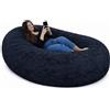Bananair - Pouf Poltrona Sacco - Morbido, Comodo e Spazioso - Imbottitura in Schiuma - Fodera Rimovibile e Lavabile - Pouf Divano, Bean Bag Ideale per il Relax (160x90x60 cm, Blu)