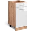 Vicco Mobiletto base per cucina R-Line, Bianco lucido, 40 cm senza piano di lavoro, per la libera combinazione all'interno di sistemi cucina modulari