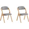 SoBuy Sedia Pieghevole in Legno Set da 2 Poltrona Imbottita da Cucina, Sedie da Interno per Ufficio, Balcone, Giardino - Sedie Pieghevoli Salvaspazio Richiudibili in Faggio, Grigio Chiaro FST92-Nx2