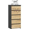 AKORD | Cassettiera a 5 Cassetti | Credenza Alta | Moderna Mobiletto per Soggiorno Sala da Pranzo Camera da Letto Corridoio Bagno | Armadio Cameretta | 35x40x92 cm | Grigio grafite |Rovere artigianale