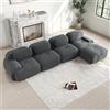 Bladez - Divano modulare a 4 posti in cord in stile moderno, forma L con sgabello ottomano, senza montaggio, combinabile con altri divani, per soggiorno (Grigio, 4 posti+1)