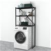 [en.casa] Scaffale Sopra Lavatrice Asciugatrice a 3 Ripiani Sovrastruttura Portabiancheria con Mensole Mobile Organizzatore per Bagno Lavanderia 160x66x34 cm - Effetto Marmo Nero