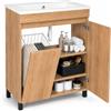 paplinskimoebel Lavabo con mobiletto sottostante da 60 cm Ribera mobiletto sotto-lavabo, sospeso o a terra, per bagno, chiusura ammortizzata, cesto della biancheria, set di mobili da bagno con lavabo, ripiani
