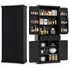 KOMFOTTEU Credenza Alta da Cucina con Ripiano Regolabile, Mobile Buffet con Cassetto, Vassoi Scorrevoli e Ante, Armadio Dispensa per Soggiorno, Sala da Pranzo, 77 x 40 x 184 cm (In 2 Scatole) (Nero)