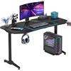 sogesfurniture Scrivania da gioco con ampio mouse pad 0, supporto USB per impugnatura da gioco, scatola per la gestione dei cavi, portabicchieri e gancio per cuffie,160x70x75cm BHEU-NE-1675