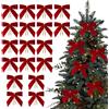 Generico 24 Fiocchi Natalizi in Velluto, 8,9cm Fiocchi Velluto per Alberi di Natale, Ghirlande,Avvolgimento Regalo, Artigianato, Matrimoni, Feste