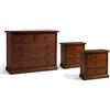 Mar.c.a. Design - Set 1 Como + 2 Comodini Base Piatta 115x50x90 cm - Cassettiere in Legno con Cassetti - Made in Italy