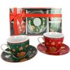 MA MAISON Linea Cookies in Ceramica Set Regalo Natalizio -Tazza Mug Teiera di Natale e Tazze da tè - per Bevande Fredde e Calde Fantasia Biscotti (4 Tazze + 4 Piattini - 210 cc) - 8 x 7h cm