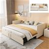 KeepGoon Divano Letto Estensibile 90/180x200 cm, Letto Singolo con Letto Estraibile, Struttura Salvaspazio con Rete a Doghe, Tessuto in Velluto Beige, Senza Materasso