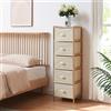 [en.casa] Cassettiera con 5 Cassetti in Tessuto non Tessuto per Camera da Letto Mobile Contenitore Comò Organizzatore in Bambù Guardaroba Bagno 122 x 37 x 35 cm - Naturale/Beige