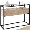 tectake® Tavolo Consolle Ingresso, con 2 Cassetti, Consolle Dietro Divano, Tavolo Salvaspazio, Tavolino Ingresso, Mobile Entrata Moderno - 101,5x41,5x80,5 cm, Industriale Chiaro