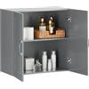 SoBuy Pensile Bagno Sospeso Mobiletto da Parete con Ripiano Regolabile e Anta Armadietto Salvaspazio per Bagno, Cucina o Lavanderia Grigio 60x30x60 cm FRG231-DG