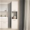 [en.casa] Mobile a Colonna da Parete con 2 Ante Armadio Stretto Alto da Bagno con Vano Aperto e Ripiani Pensile 131 x 30 x 30 cm per Cucina Corridoio - Bianco