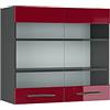 Vicco Mobile da cucina in vetro Fame-Line, Bordeaux lucido/Antracite 80 cm | Frontale in MDF · Chiusura ammortizzata · Profondità - 34,1 cm · Maniglie in metallo · ✓ Tutto in vista