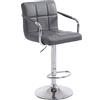 CLP Sgabello Design Lucy In Similpelle I Sedia Sgabello Con Schienale Girevole E Regolabile 63-84 CM I Sedia Bar Con Braccioli, Colore:grigio, Colore del telaio:cromo
