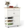 GIANTEX Carrello da Cucina Interno e Esterno, 1 Cassetto + 3 Ante + 3 Porta Vino, Credenza Mobile con 2 Ruote Bloccabili, Salvaspazio, Portata di 30 kg, 67x37x86 cm, 2 Colori (Bianco)