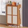 MARIYCH Mobiletto portascarpe in legno a 5/7 ripiani con ante in rattan, scarpiera indipendente, organizer per armadio e spazio di archiviazione per ingresso, corridoio, soggiorno
