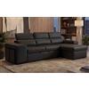 BUDWING John Divano Letto Angolare 4 Posti - Chaise Longue Reversibile, Poggiatesta Regolabili e 2 Pouf - Rivestito in Poliuretano - Stile Moderno - 263x161x96 cm - Nero