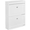 SoBuy Mobile Scarpiera con Ripiani Regolabili 75x24x96cm per Ingresso | Scarpiera sottile salvaspazio con cassetto e sistema anti-ribaltamento, MDF bianco, FSR78-L-W