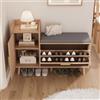 KeepGoon Scarpiera 100 × 30 × 69.5 cm, con 1 scarpiera, 1 porta, con cuscino per sedile, scarpiera con deposito, colore legno originale, ingresso, pannelli di particelle
