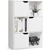 GIANTEX Armadietto Libreria a 3 Livelli, con 6/9 Scomparti, 3/5 Ante, Mobiletto Portalibri Moderno, Multiuso e Salvaspazio, Ideale per Soggiorno, Studio, Ufficio, Camera (Bianco, 60x29x90 cm)