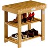 Casaria® Scarpiera con Seduta in Legno Capacità 160 kg Certificata FSC® Acacia 3 livelli Panca Bagno Corridoio Marrone