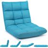 COSTWAY Sedia da Pavimento, Cuscino Imbottito da Terra con Schienale Regolabile a 14 Livelli, Poltrona Pieghevole Relax, Lettura, Yoga, per Soggiorno, Camera da Letto (Blu Pavone, 68 x 57 x 56 cm)