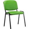 CLP Sedia Visitatore Ken Imbottita I Sedia Attesa Imbottita In Similpelle I Sedia Impilabile Portata Max 120 KG, Colore:verde
