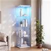 DADEA Vetrinetta in Vetro 4 Ripiani 1 Porte, Vetrina in Vetro con LED, 42,5×36,5×164 cm, Vetrina Colonna Espositiva Colonna Vetrinetta Casco con LED Vetrine per Collezionisti Vetrinette Espositive