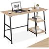 tectake® Scrivania Rustica Stile Industriale, Telaio in Acciaio Trapezoidale, Scrivania Salvaspazio, con 2 Scomparti, Piedi Regolabili, 120 x 50 x 73,5 cm - Legno Industriale Chiaro, Rovere Sonoma