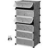 HUOLE Scarpiera Armadio Portable, Armadio Guardaroba Componibile con Ante, Armadio Modulare Salvaspazio 6 Cubi,Portatile Modulare con Asta Fai da Te Guardaroba