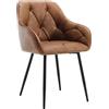 WOLTU Sedia per Sala da Pranzo con Braccioli e Schienale, in PU Vintage, Poltrona da Salotto con Gambe in Metallo, Sedia ergonomica per Ufficio, Bar, Marrone,