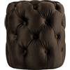 CLP Pouf rotondo in velluto Drancy, imbottito con bottoni decorativi, stile Chesterfield, pouf per soggiorno, camera da letto, Colore:marrone, Dimensione:M