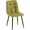 CLP Sedia da pranzo imbottita Antibes, sedia da cucina in tessuto con schienale e struttura in metallo nero, portata fino a 150 kg Colore:verde