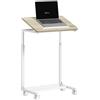 HOMCOM Tavolino Salotto ad Altezza Regolabile con Piano Inclinabile e 4 Ruote, Tavolino Porta PC in Legno e Metallo, Tavolino Laterale per Camera da Letto e Soggiorno, 55x36x62.5-82.5 cm, Rovere