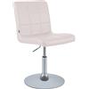 CLP Sedia da Pranzo Regolabile con Schienale Ricky, Sedia Girevole 360° Imbottita con Rivestimento in Similpelle, Struttura cromata, Colore:Bianco