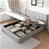 KUAKE 140 x 200 cm Letto matrimoniale imbottito con contenitore, con Luce a LED e USB, con testiera regolabile, rivestimento in pelle PU