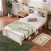 Sweiko letto singolo 90 x 200 cm, struttura con rete a doghe, in legno massiccio con testiera, per ragazzi in pino massiccio, naturale e bianco (senza materasso), J-WF300592AAN