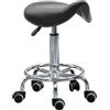 HOMCOM Sgabello con 5 Ruote, Sgabello Regolabile in Altezza, Seduta Ergonomica Imbottita in Gommapiuma, Design Moderno, Versatile, 36.5x37.5x51-66 cm, Nero