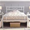 Yaheetech Struttura Letto Singolo in Metallo 36 cm Battuto a Doghe 90 x 200 cm Testiera Snella in Ferro Moderno Bianco