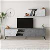 Totò Piccinni Parete Tv LOFT Porta TV mobile salotto multiuso composizione soggiorno 180x35,6 (Cemento/Carrara)