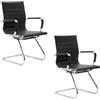 chairus Set 2 Sedie Ufficio in Ecopelle Sedia Reception per Sala Riunioni Sedie Ufficio senza Ruote Sedia Cantilever con Braccioli Sedie per Ospiti Visitatori per Conferenza/Sala d'attesa, Nero
