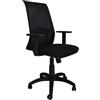 SEDIAOFFICE - Poltrona Ufficio a Contatto Permanente Made in Italy, Sedia da Ufficio Ergonomica, Sedia Operativa con Braccioli e Schienale in Tessuto Retato (Ruote Standard, Blu Tessuto)
