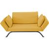 Deshome Smart - Divano letto 2 posti con letto singolo 80x200 cm braccioli reclinabili fino a 3 posti clic clac, tessuto Idrorepellente sfoderabile, materasso in Waterfoam, Made in Italy (Giallo sole)